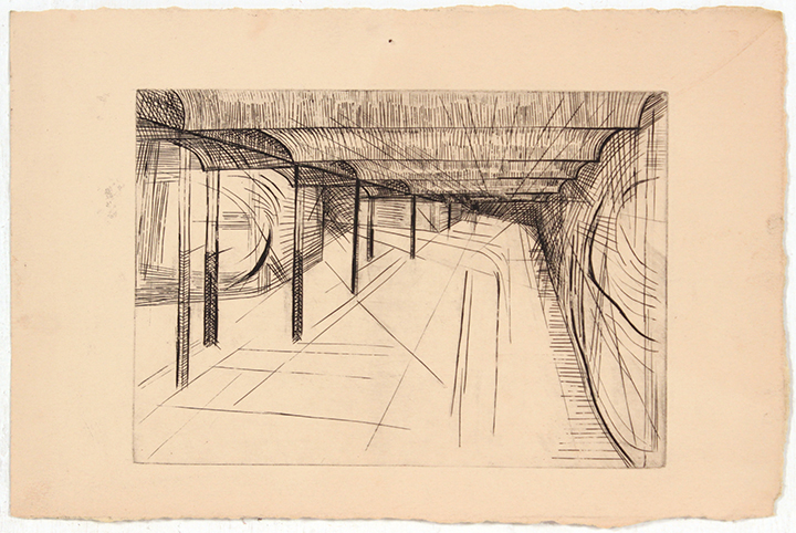 -Untitled (Beams and Vaulted Ceilings)-Etching on Paper-6.75 x 10