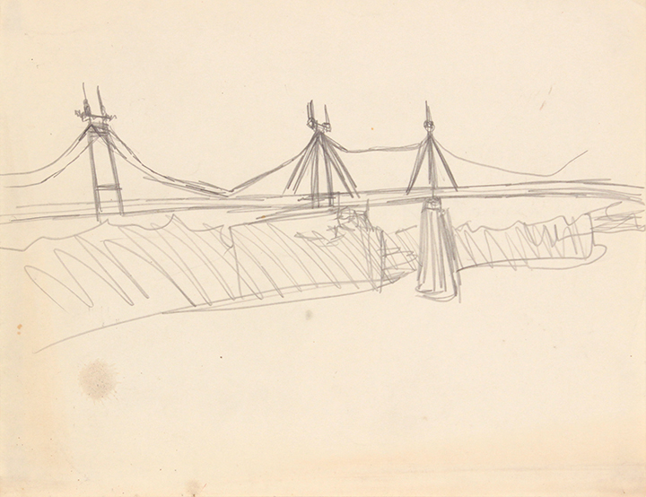 -Untitled (Bridge)-Graphite on Paper-8.50 x 11