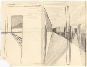 -Image 34.3 Sketchbook 2 (3 Point Perspective 3 Shadows)-Graphite on Paper-8.375 x 10.875