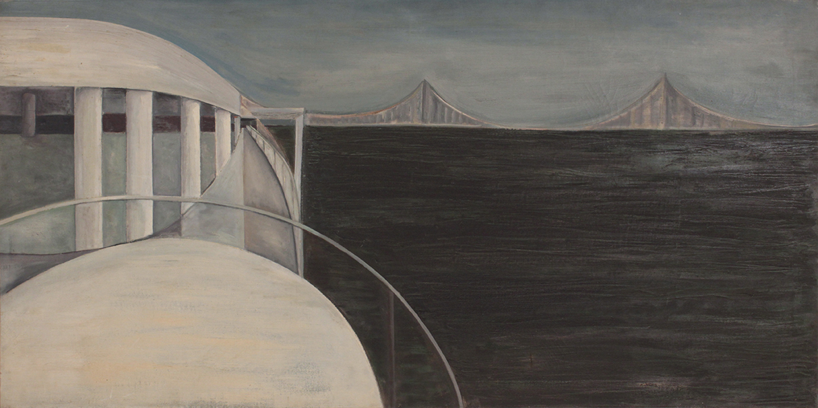 -Suspension Bridge Left Structure-Oil on Canvas-23.875” x 47.125”
