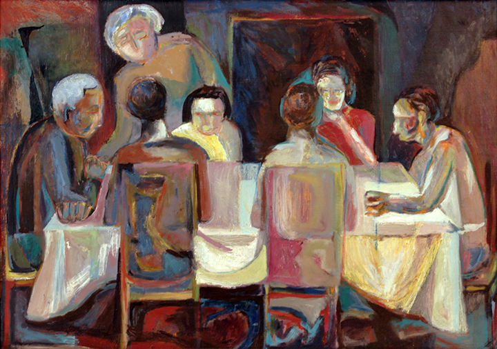 1948 - Seder Dinner - Oil on Canvas - 27.50 x 39.50